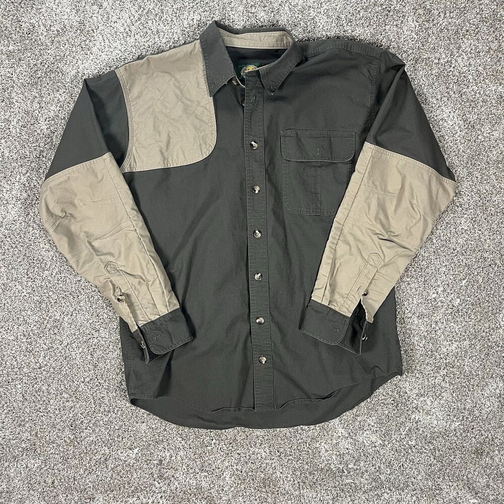 Vintage Cabelas Patchwork Outdoor Hunting Button Up Gorp Homestead Cottage Shirt